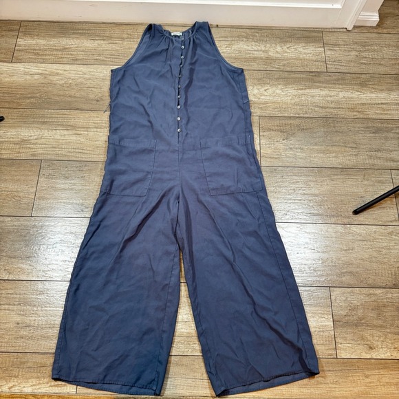 Sundance Wide Leg Jumpsuit Button Front Pockets Blue Casual Size M - Picture 6 of 7